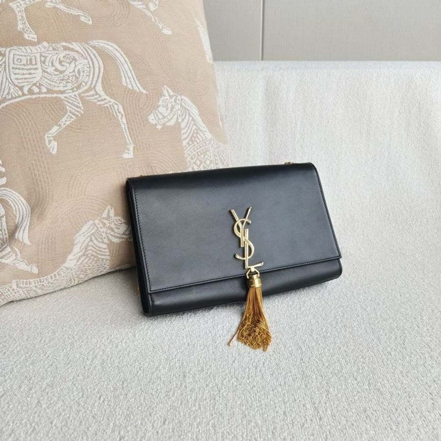 YSL 黑金Kate流蘇鏈條包中號20*15.5*5.5 98新配件塵袋-3