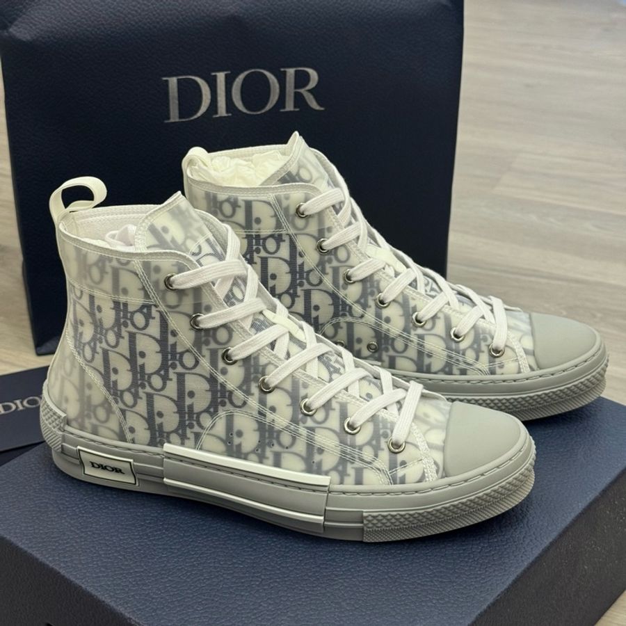 Dior B23高筒透明Oblique緹花休閒鞋-4