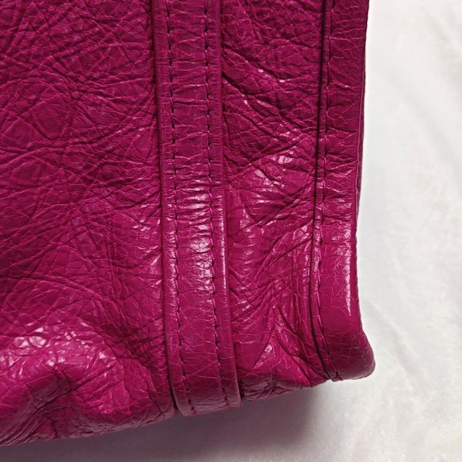 BALENCIAGA Bazar玫紅色牛皮單肩包手提包斜挎包銀色五金可拆卸肩帶-8