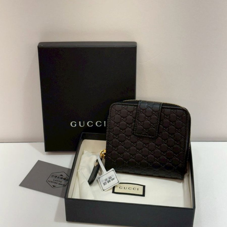 GUCCI 全皮壓紋 短夾/皮夾 93成新-1