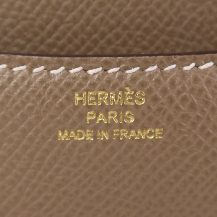 HERMES Epsom皮革Constance Mini金扣手挽肩背兩用袋Etoupe-5