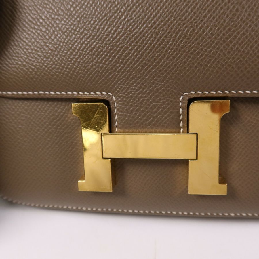 HERMES Epsom皮革Constance Mini金扣手挽肩背兩用袋Etoupe-6