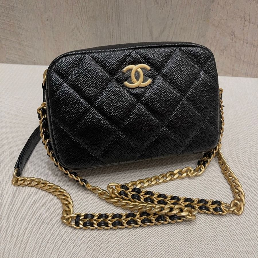 Chanel 黑色荔皮牛皮 相機包-0