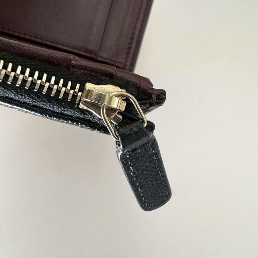 二手真品 CHANEL 新款 黑色 荔枝皮 淡金 雙C 側拉鍊 對開 短夾 AP3388-8