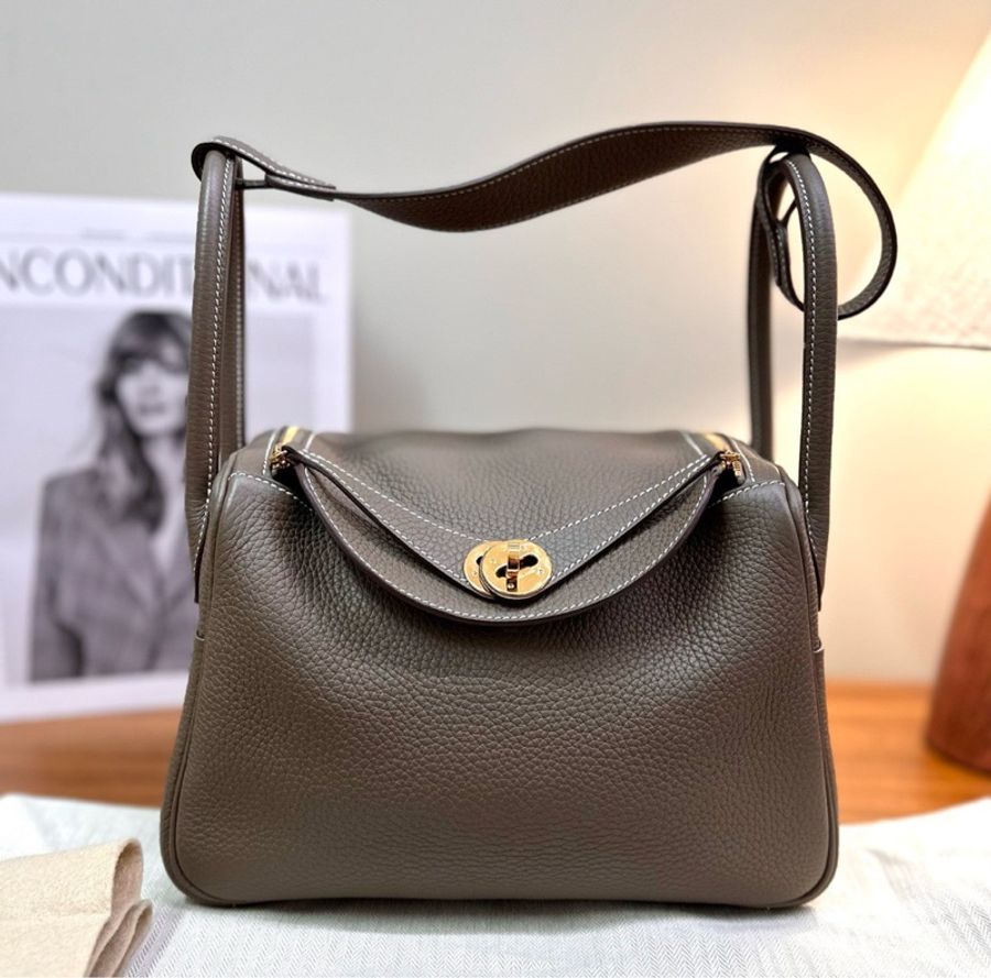 HERMES 大象灰金扣Lindy26手提肩背包26*17*13 98新配件塵袋-1