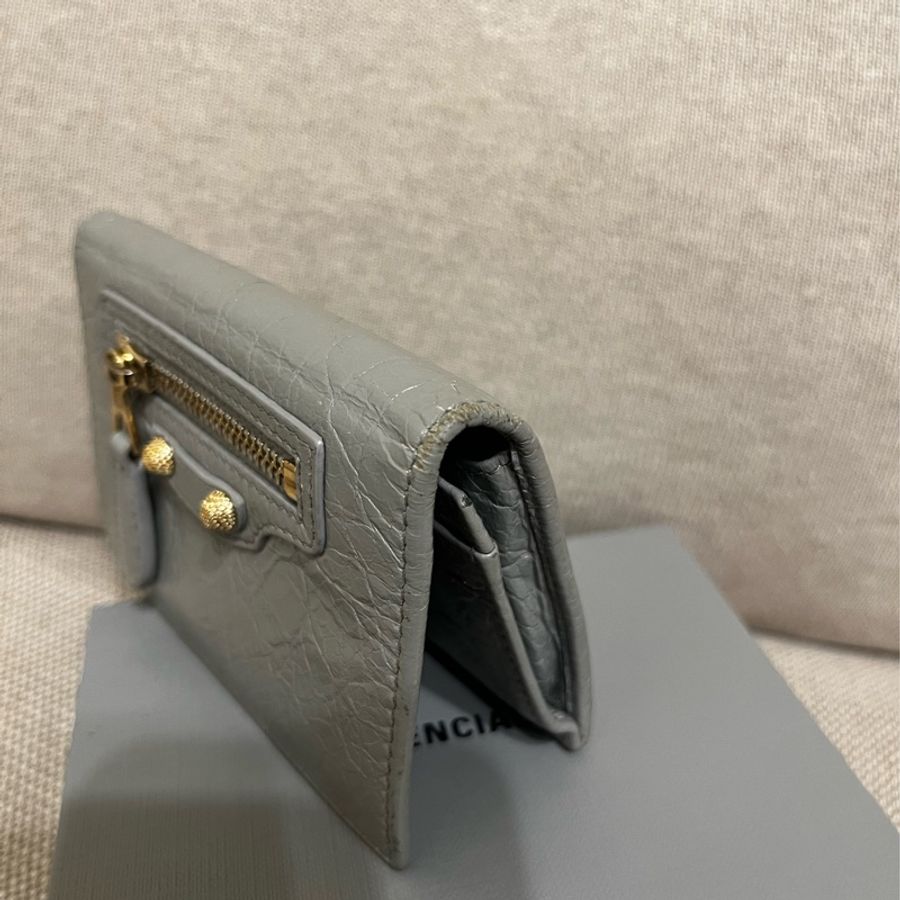 BALENCIAGA巴黎世家·卡片包/ 名片包/ 翻蓋短夾/灰色-9