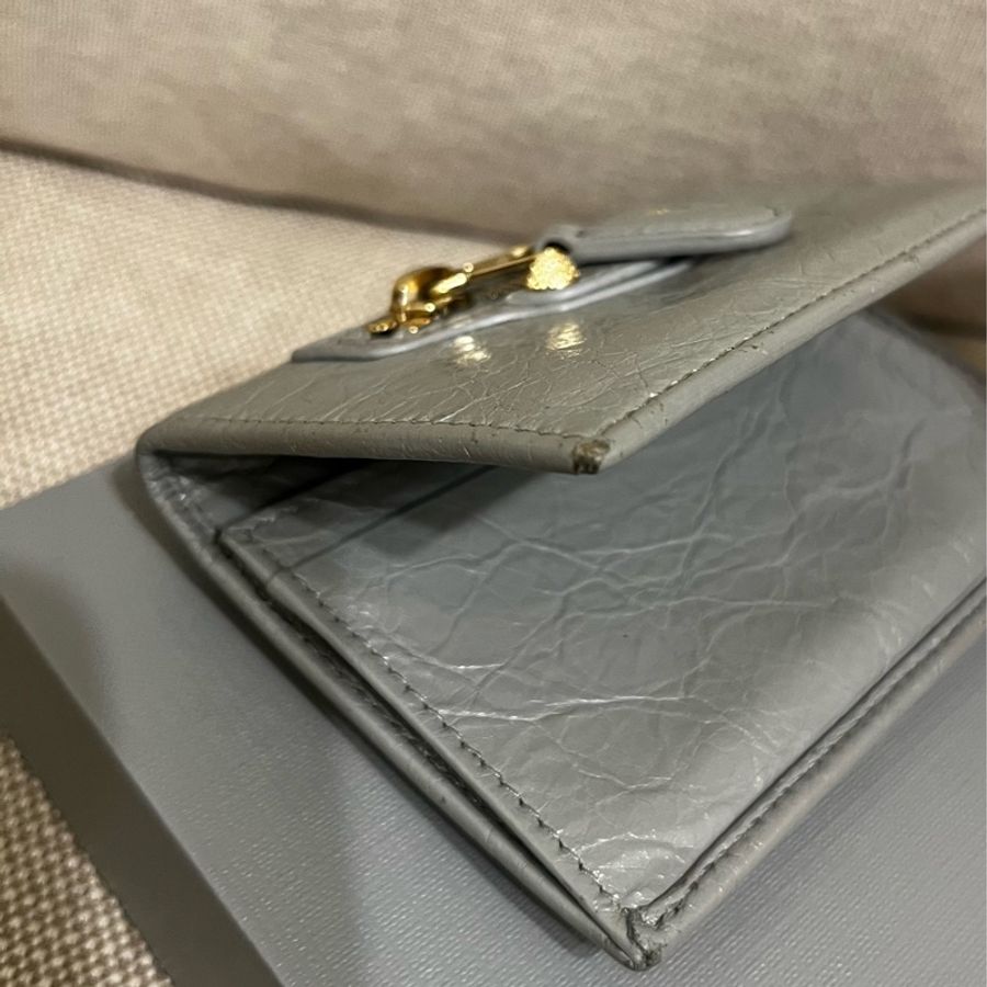 BALENCIAGA巴黎世家·卡片包/ 名片包/ 翻蓋短夾/灰色-14