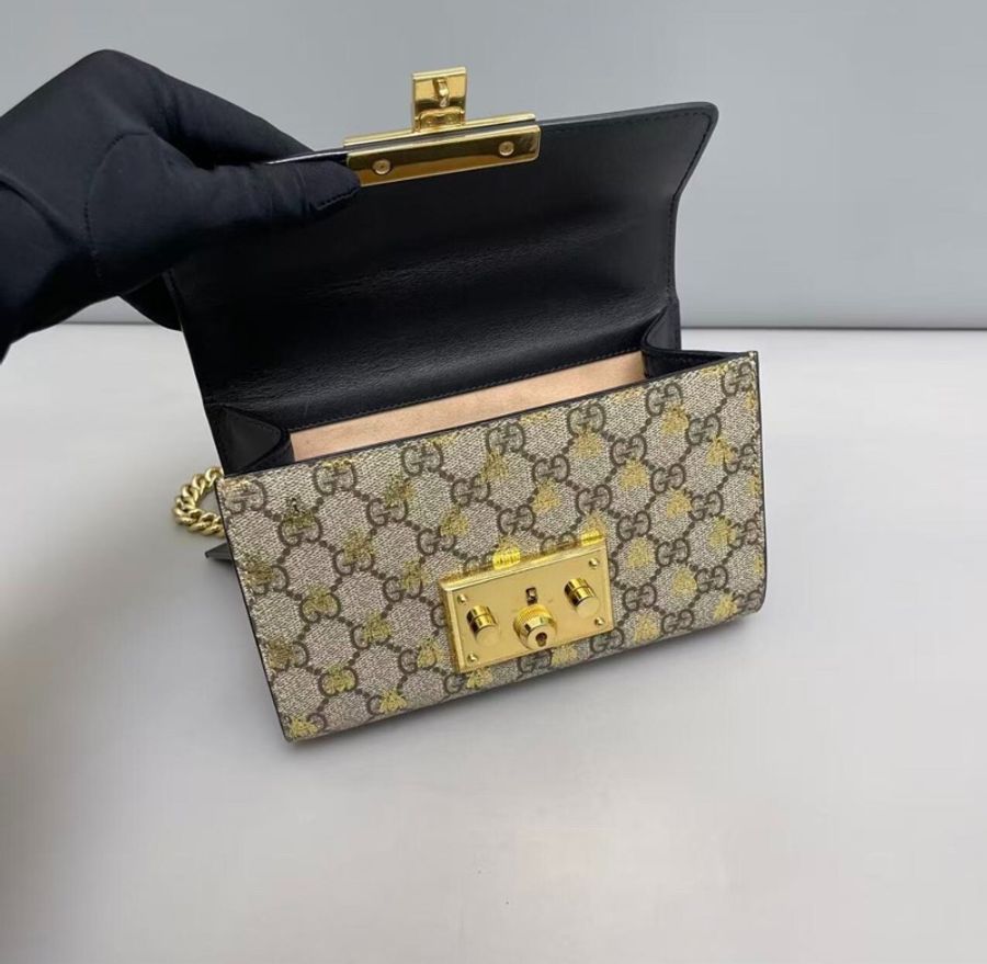 【幾乎全新✨全網最低價】Gucci古馳Padlock小號 老花燙金蜜蜂月光寶盒-5