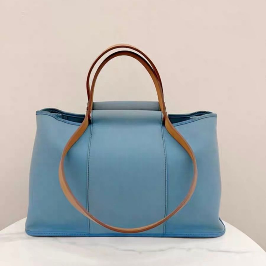 Hermes Cabag藍色帆布手提單肩包-0