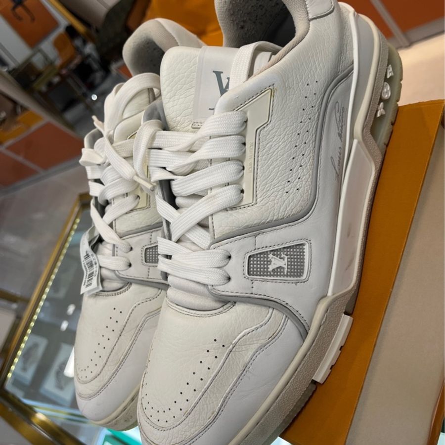 LV 路易威登 白水泥Trainer 牛皮 白水泥 尺碼10=44-3