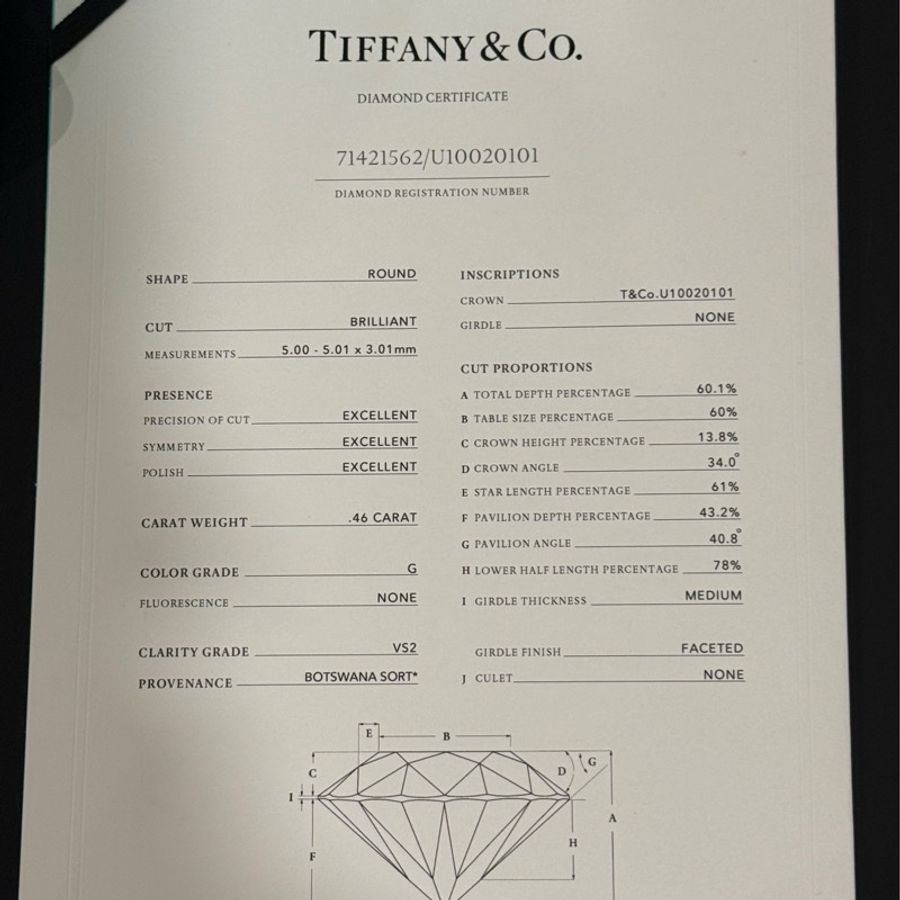 超級便宜!Tiffany Setting 六爪經典鑽戒💍0.46ct-31
