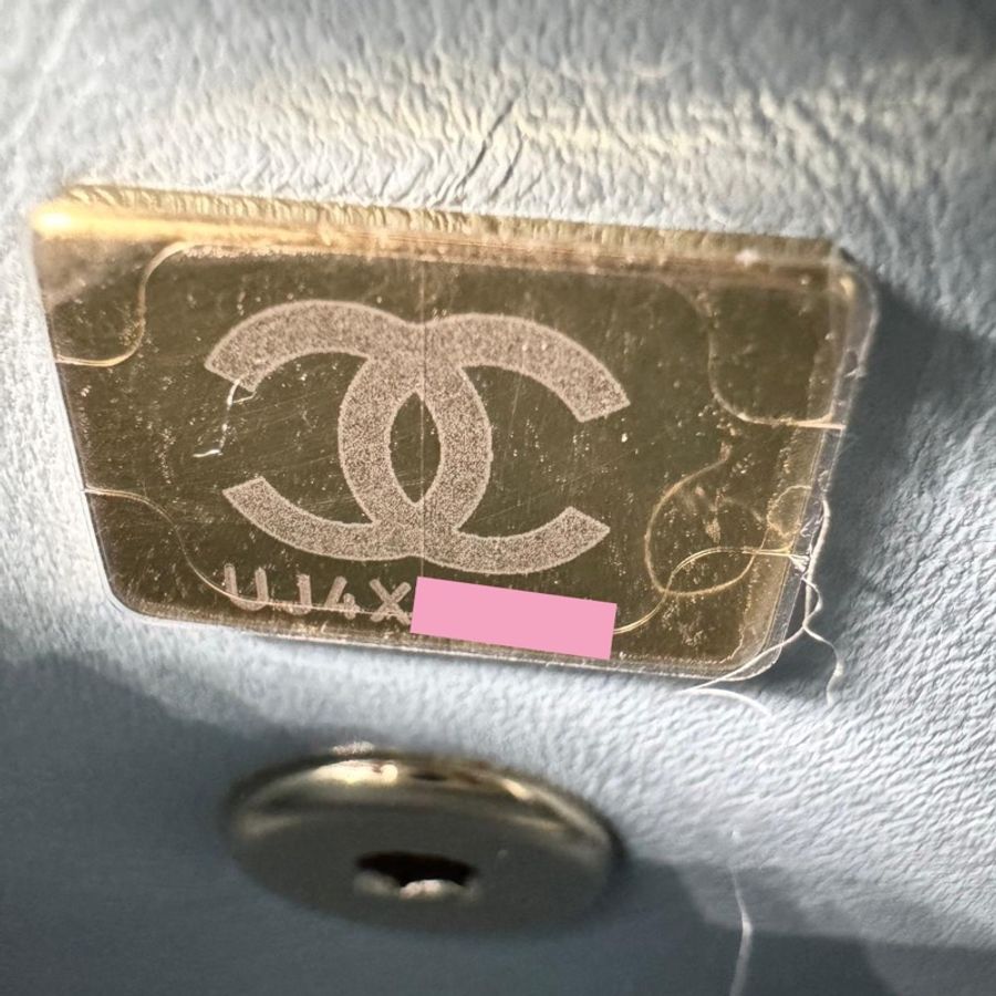 Chanel 2022 Caviar Leather Light Blue Quilted Mini Coco Handle Flap Bag with Champagne-gold toned Hardware-13