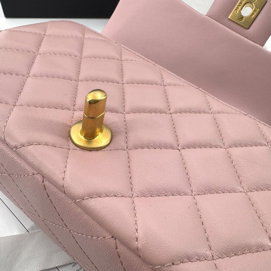 Chanel 23s Lambskin Quilted Camellia Crush Mini Pink Flap Bag with Gold Hardware-8