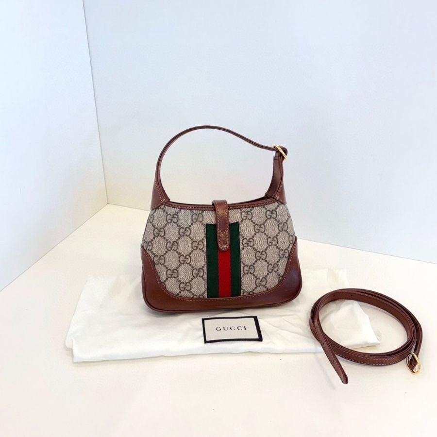 Gucci Jackie 1961 老花mini 手提包 20*13*3.5 99新配件塵袋-5