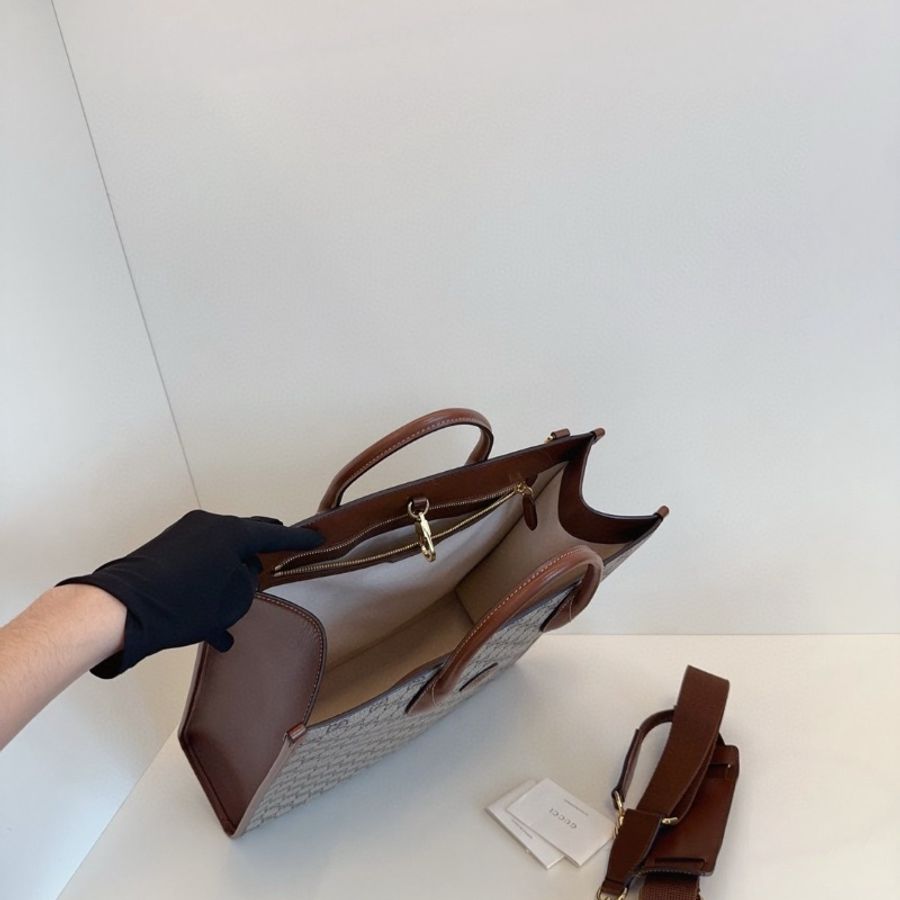 Gucci Retro烏木色老花 竪款琴譜tote 大號托特36*38*10 99新配件塵袋-2