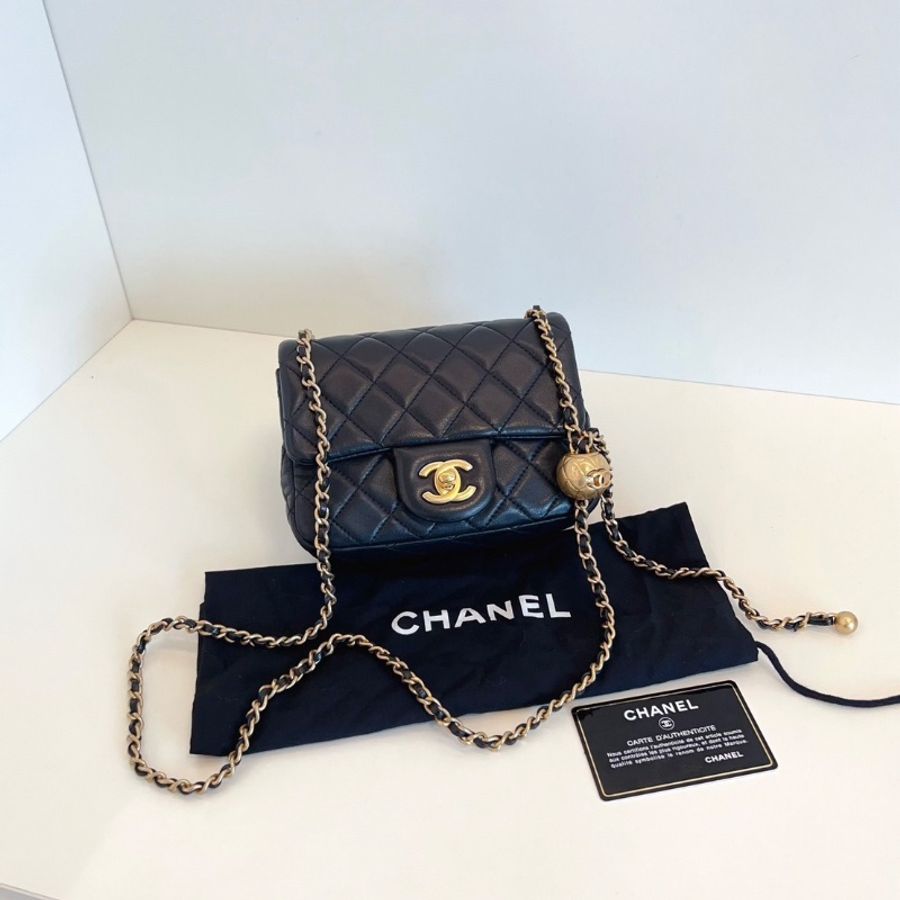 Chanel 黑金金球CF方胖子 17*13.5*7.5cm 98新配件保卡塵袋-1
