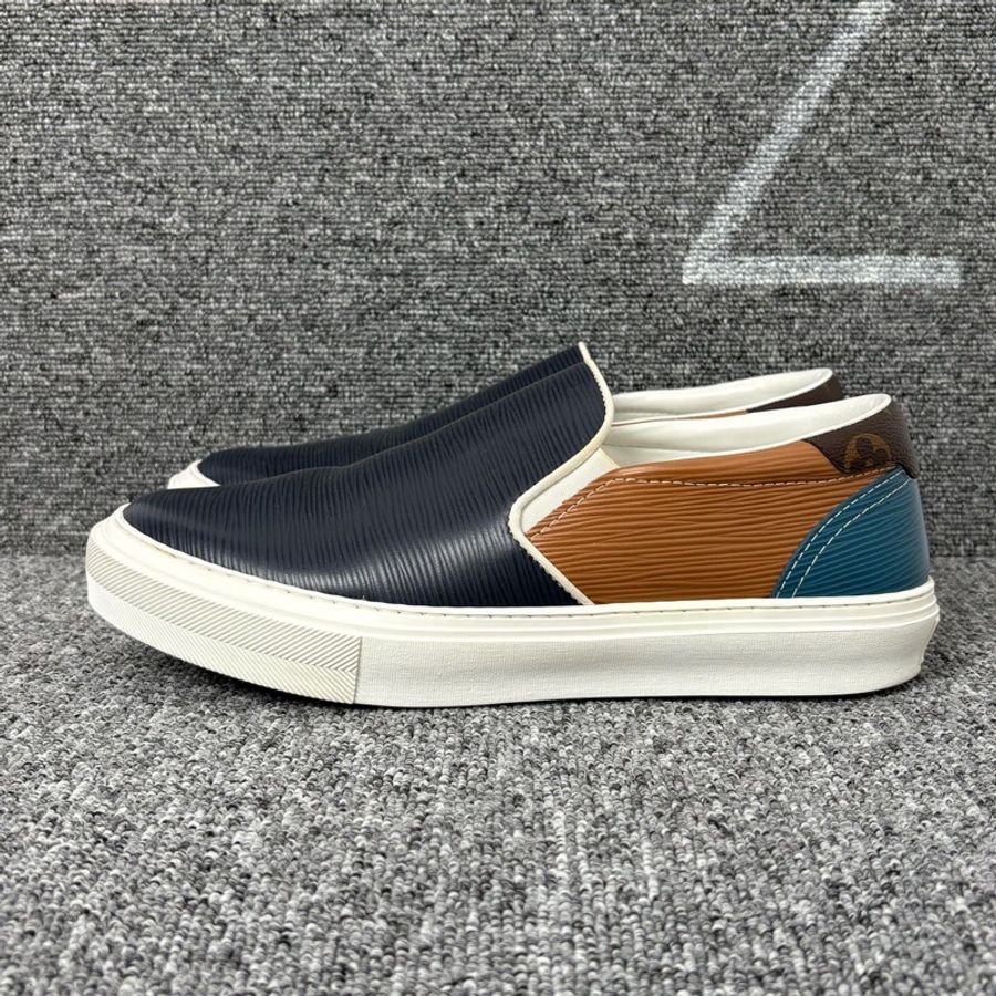 99新LV 路易威登 藏青色條紋一腳蹬板鞋41碼 無附件一-0