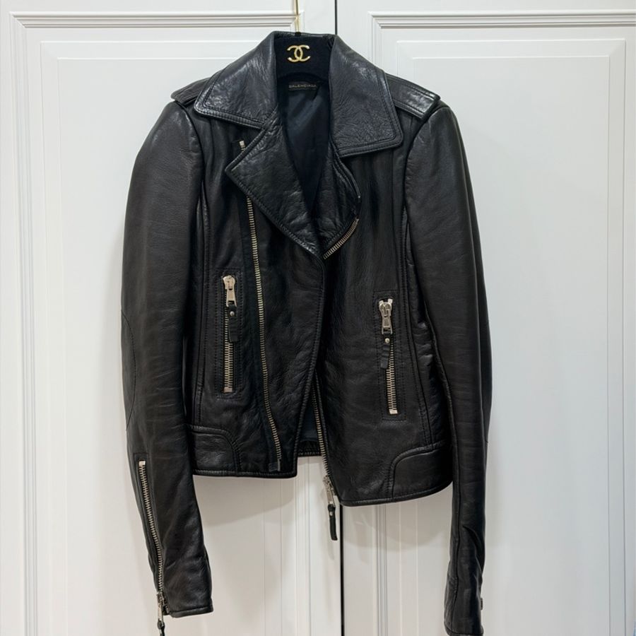 balenciaga 巴黎世家 黑色 羊羔皮 皮衣外套 皮外套夾 克-4