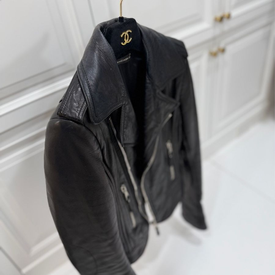 balenciaga 巴黎世家 黑色 羊羔皮 皮衣外套 皮外套夾 克-7