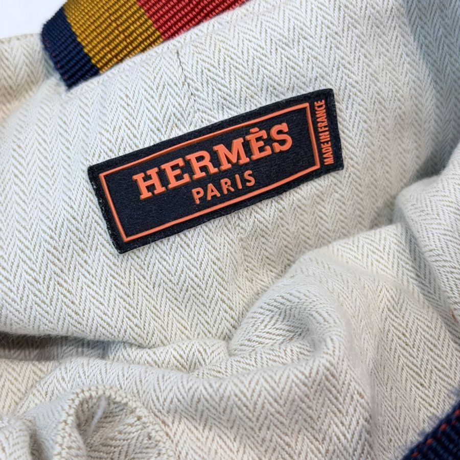 Hermes 沙灘布袋背包 chevron canvas backpack 48H-3