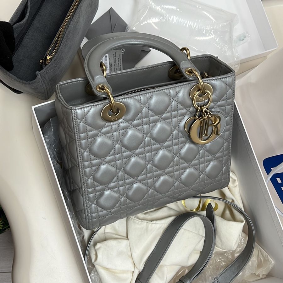 Lady Dior Medium Size (Grey)-0