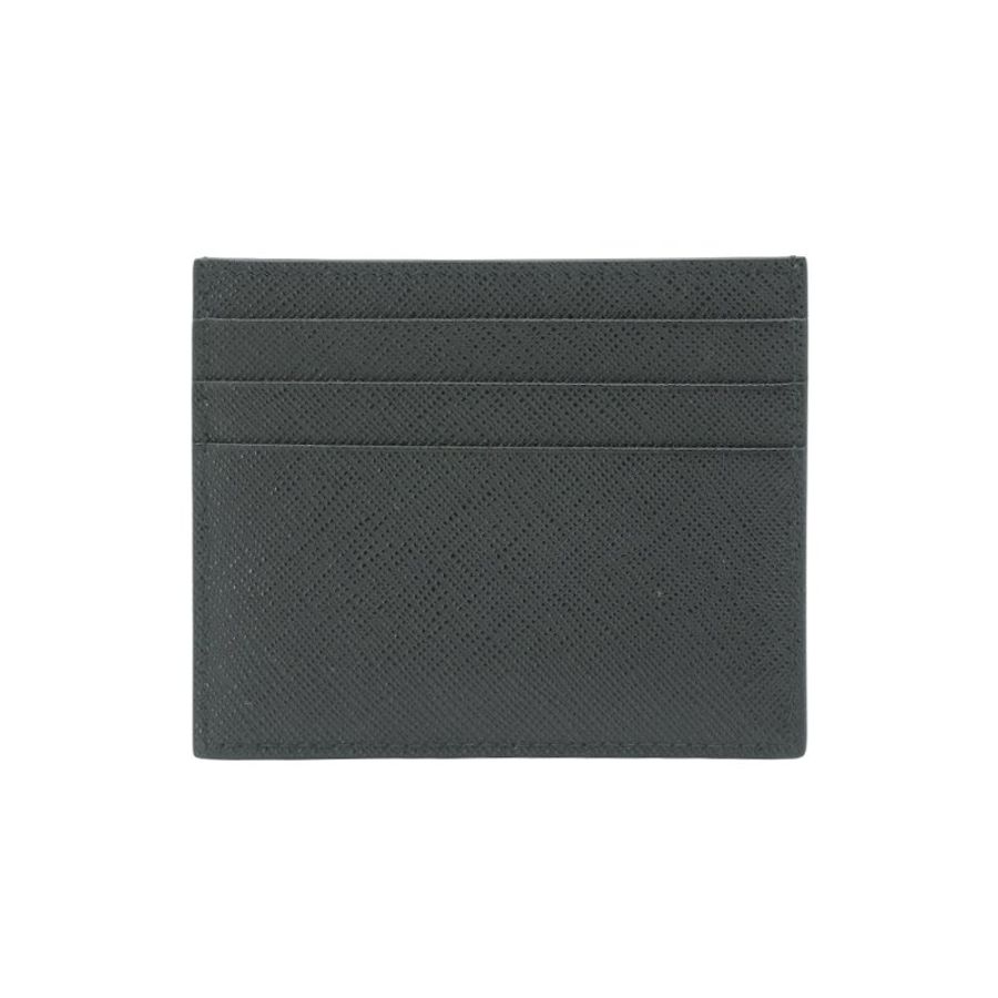 Prada Saffiano 金浮雕logo防刮皮革六卡卡夾(1MC025-黑)-2