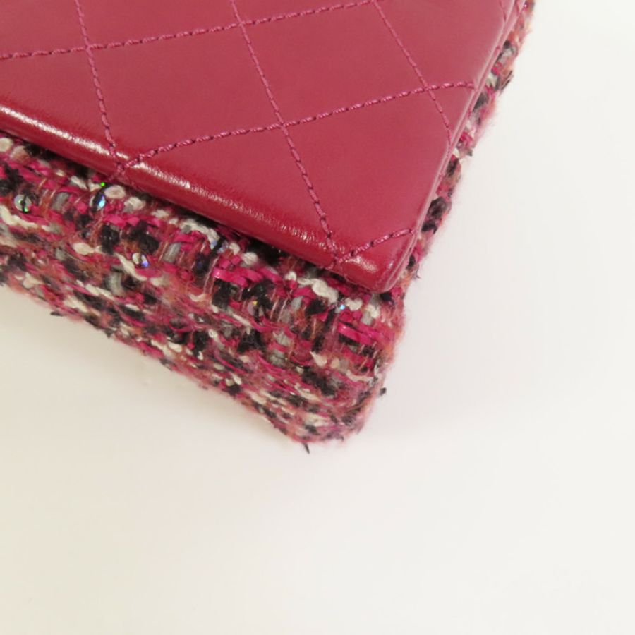 CHANEL Tweed/牛皮皮革Chain Shoulder Flap Bag銀扣鏈帶肩背袋-15