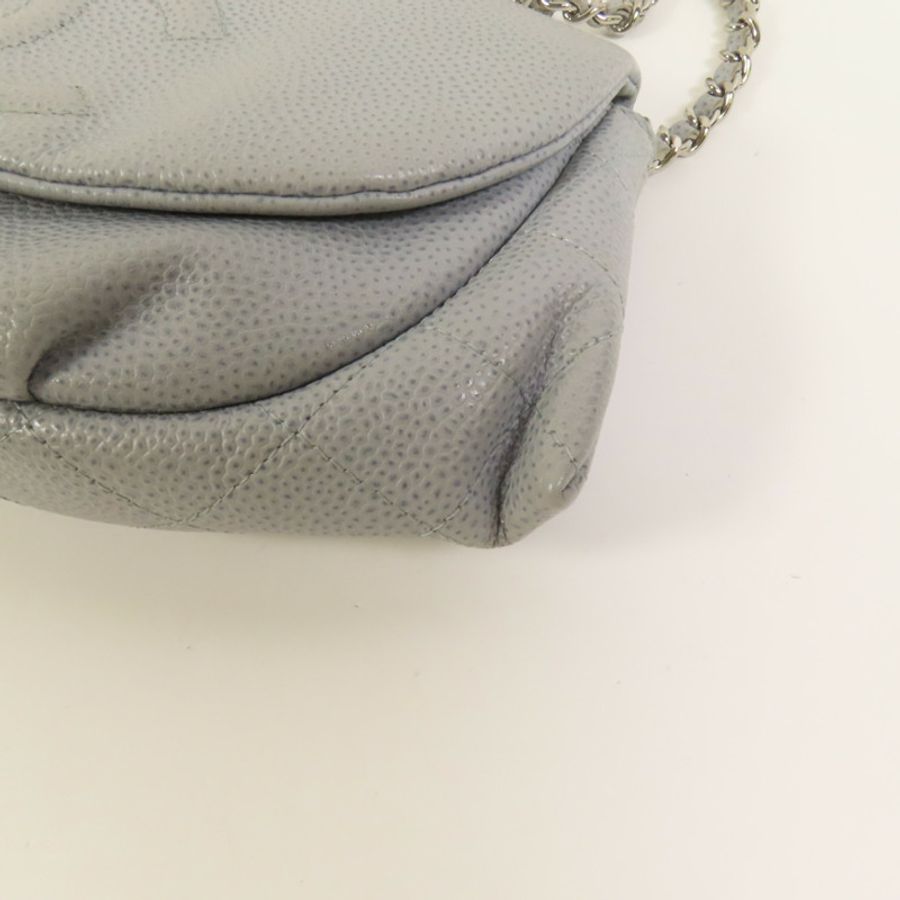 CHANEL 牛皮皮革Chain Shoulder銀扣鏈帶肩背袋-12