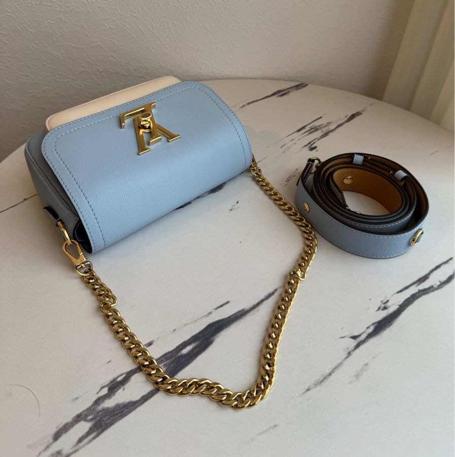 LV Lockme Tender寶寶藍/白皮革雙層兩用包-0