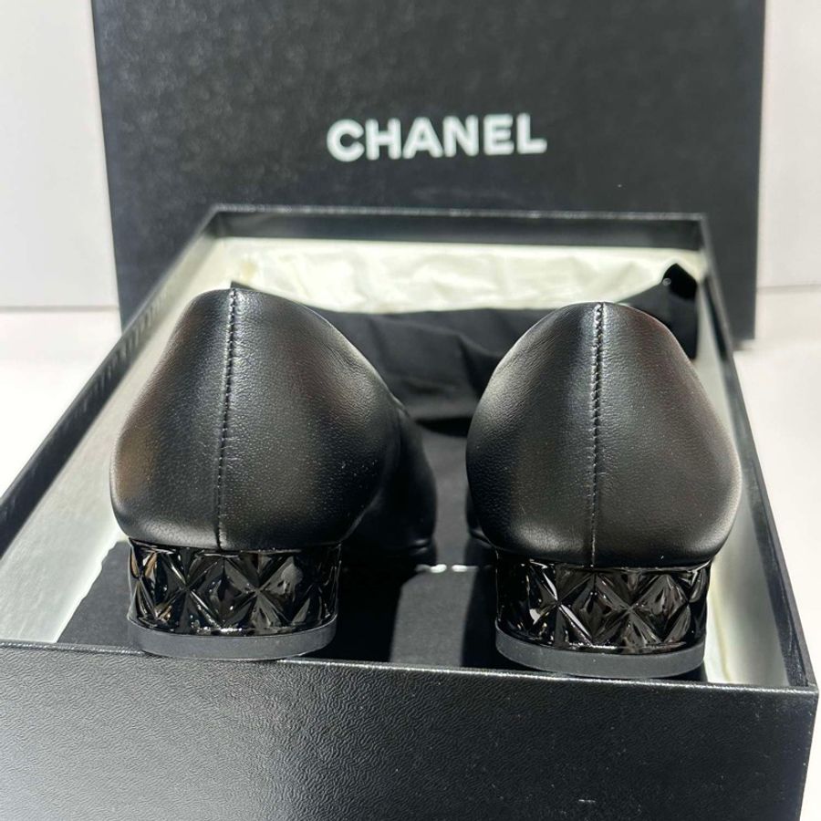 99闲置新CHANEL香奈兒 經典拼搭漆皮小圓頭 正裝休閒小皮鞋 35.5碼 有塵袋-6