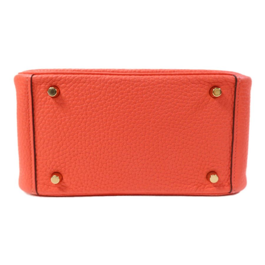 HERMES 【激減優惠】Clemence皮革Mini Lindy金扣手挽肩背兩用袋Rose Texas-3