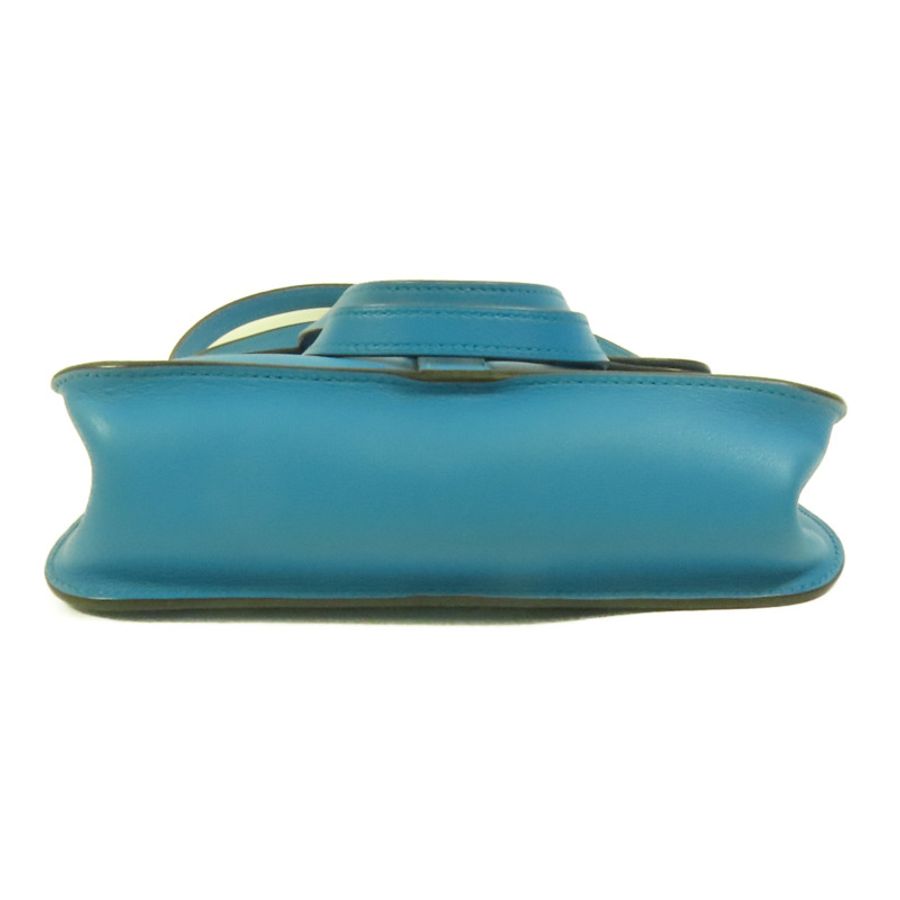 HERMES Swift皮革Mini Halzan銀扣手挽肩背兩用袋Bleu Zanzibar-3