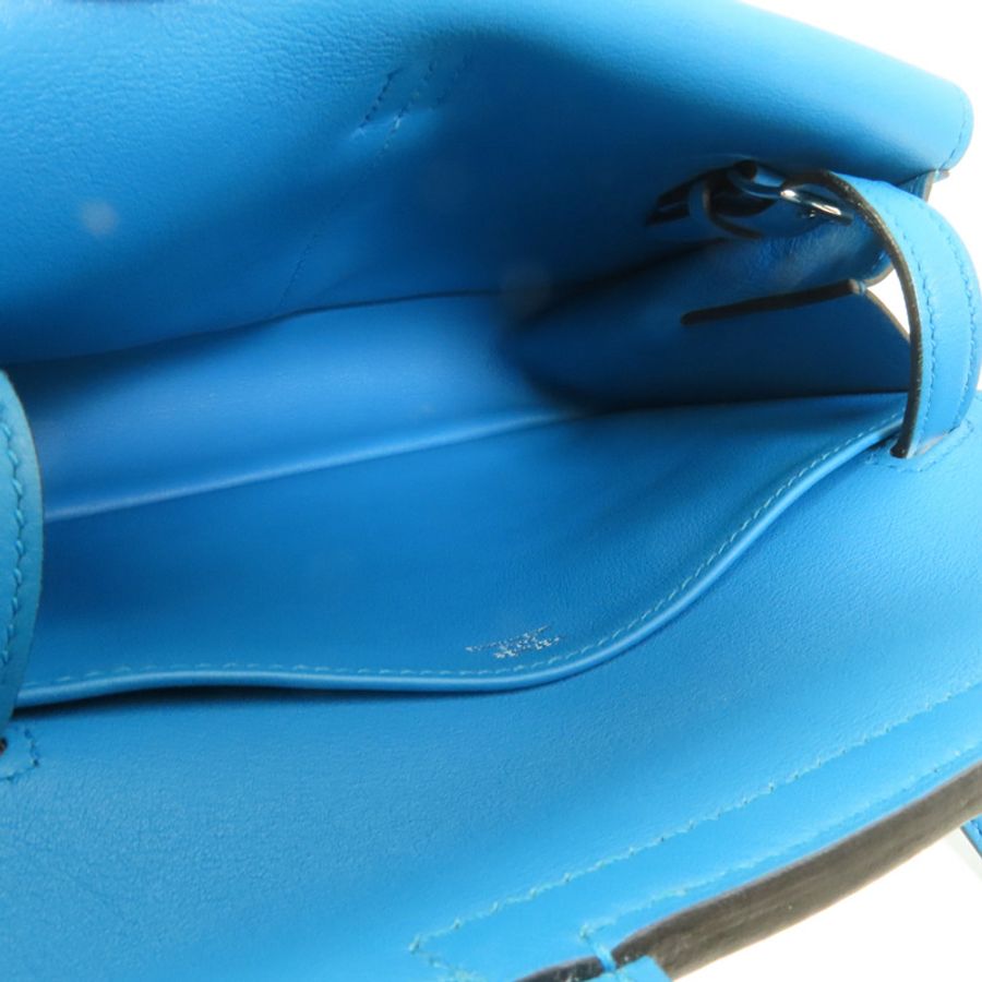 HERMES Swift皮革Mini Halzan銀扣手挽肩背兩用袋Bleu Zanzibar-6