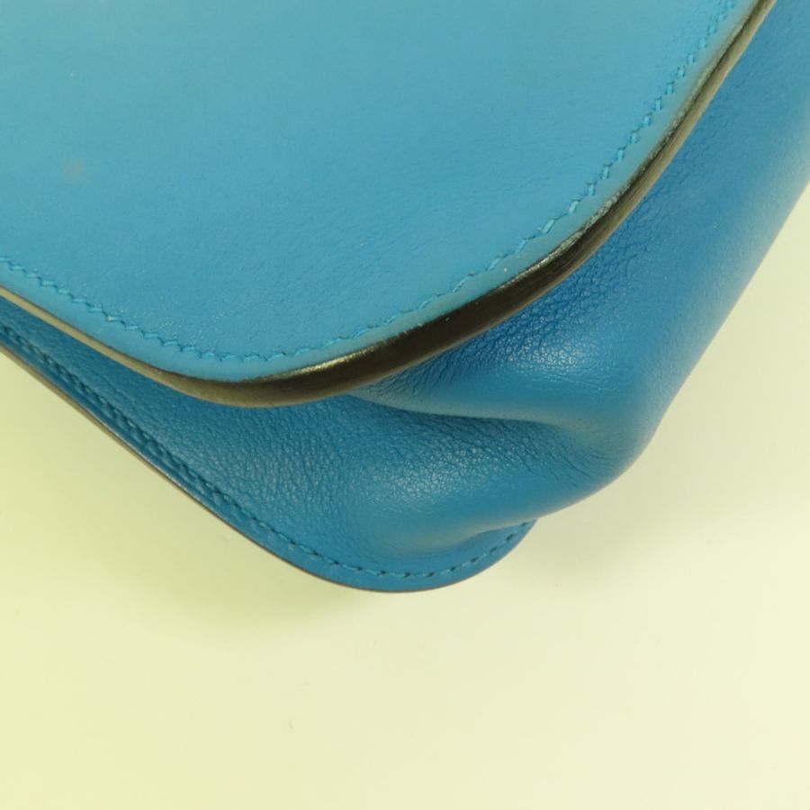 HERMES Swift皮革Mini Halzan銀扣手挽肩背兩用袋Bleu Zanzibar-11