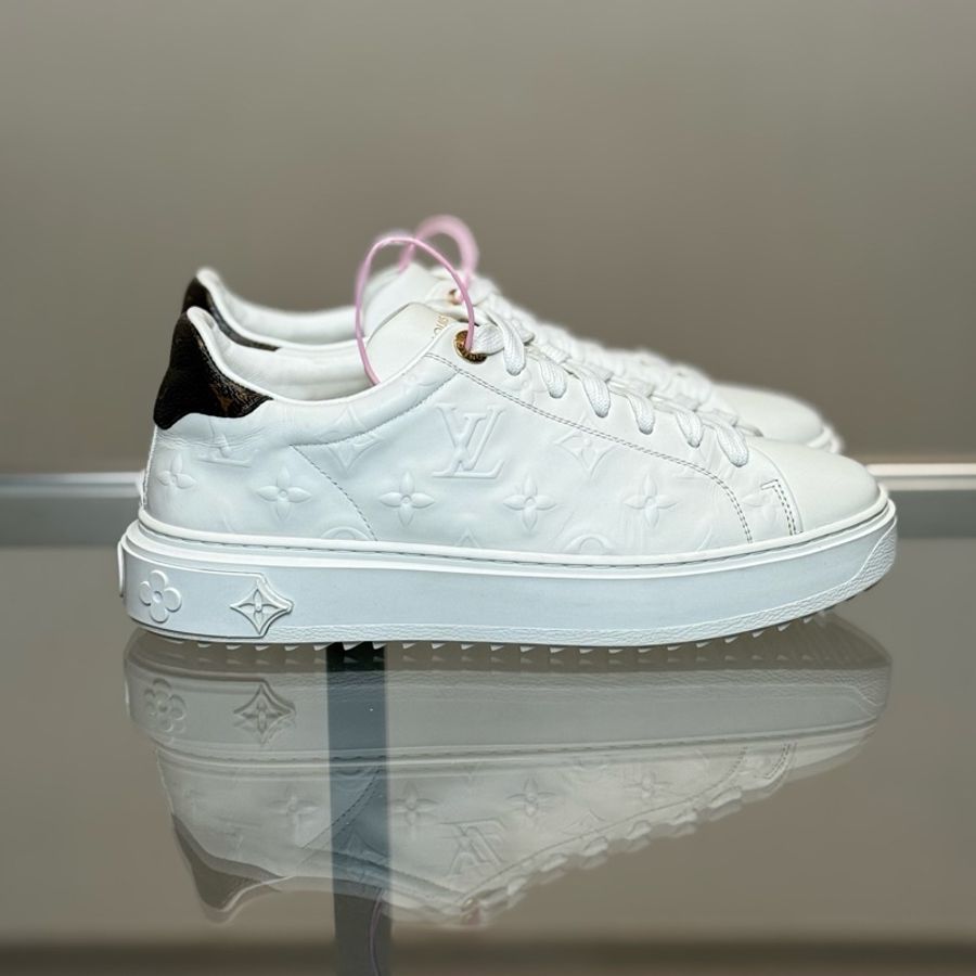 97新LOUIS VUITTON/路易威登 LV Time Out 白色浮雕老花滿印 尺碼/36.5碼,無附件一-2