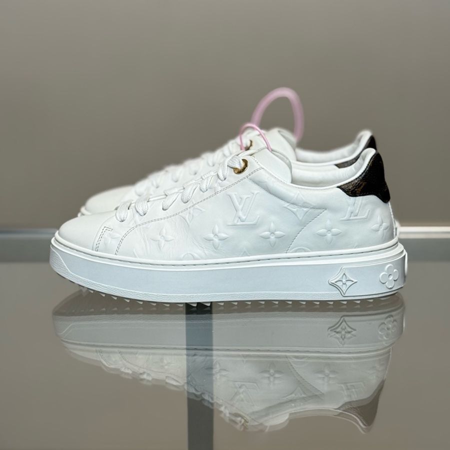 97新LOUIS VUITTON/路易威登 LV Time Out 白色浮雕老花滿印 尺碼/36.5碼,無附件一-4
