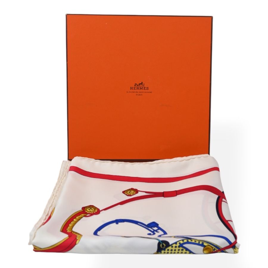 中古 愛馬仕 Hermès Springs 春日系列 馬車 真絲 絲巾-7