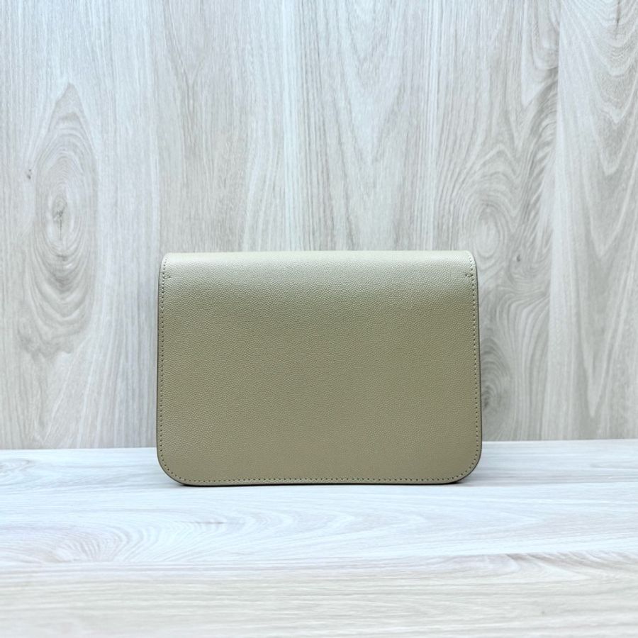 BURBERRY奶茶色粒面牛皮TB金釦雙層風琴包8020641-1