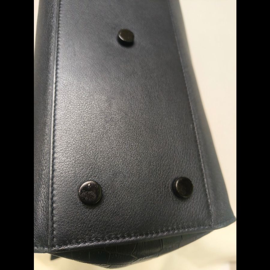 ㊣✨YSL✨SAINT LAURENT 聖羅蘭 黑色 拼接 壓紋 鱷魚紋 烤漆 兩用 醫生包 手提包 肩背包包/二手精品/保證正品🌳二手樹屋🌳-8