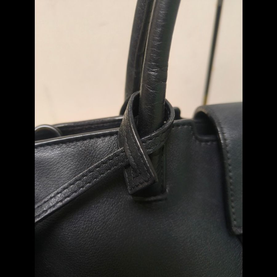 ㊣✨YSL✨SAINT LAURENT 聖羅蘭 黑色 拼接 壓紋 鱷魚紋 烤漆 兩用 醫生包 手提包 肩背包包/二手精品/保證正品🌳二手樹屋🌳-16