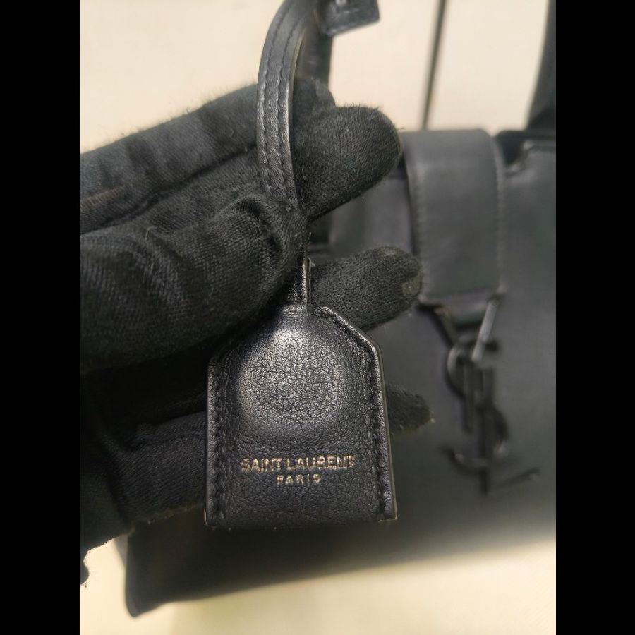 ㊣✨YSL✨SAINT LAURENT 聖羅蘭 黑色 拼接 壓紋 鱷魚紋 烤漆 兩用 醫生包 手提包 肩背包包/二手精品/保證正品🌳二手樹屋🌳-17