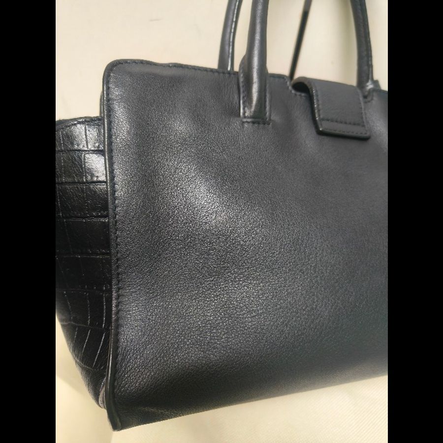 ㊣✨YSL✨SAINT LAURENT 聖羅蘭 黑色 拼接 壓紋 鱷魚紋 烤漆 兩用 醫生包 手提包 肩背包包/二手精品/保證正品🌳二手樹屋🌳-24