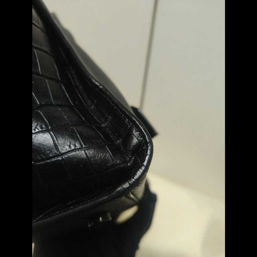 ㊣✨YSL✨SAINT LAURENT 聖羅蘭 黑色 拼接 壓紋 鱷魚紋 烤漆 兩用 醫生包 手提包 肩背包包/二手精品/保證正品🌳二手樹屋🌳-65