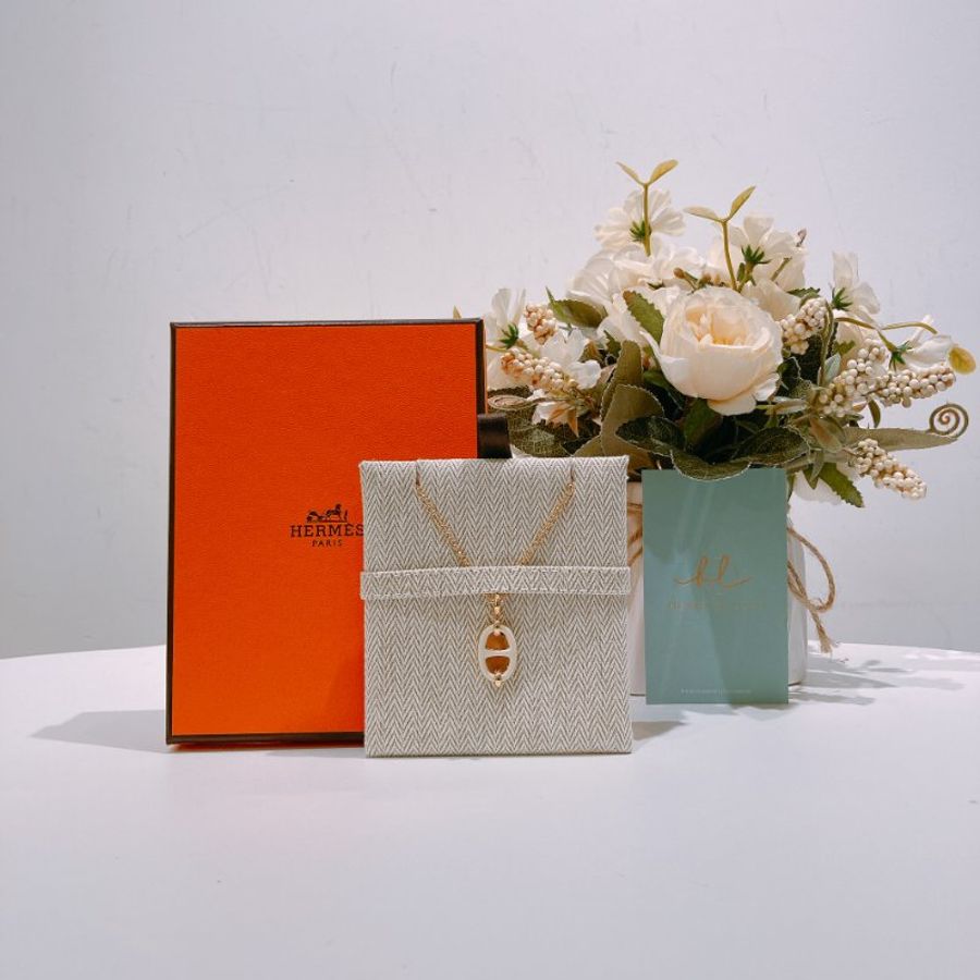 TW4661 Hermes 愛馬仕 豬鼻項鍊 可調節長度 Mini Maillon Pendant Necklace Cream x GHW-0