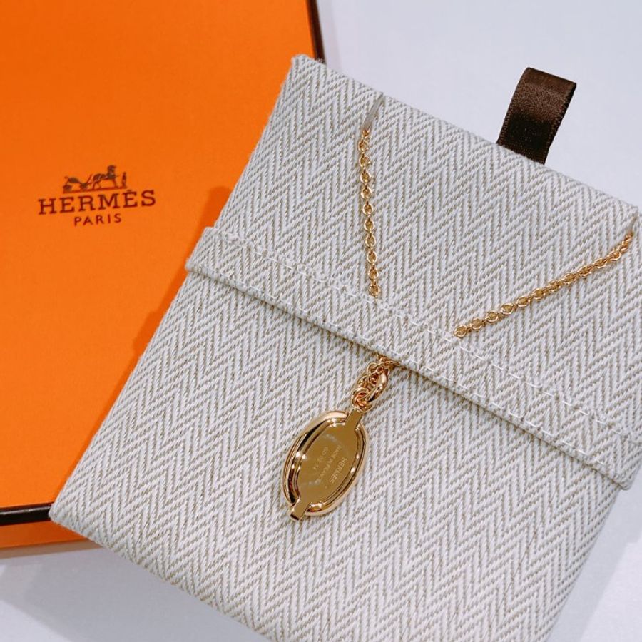 TW4661 Hermes 愛馬仕 豬鼻項鍊 可調節長度 Mini Maillon Pendant Necklace Cream x GHW-3