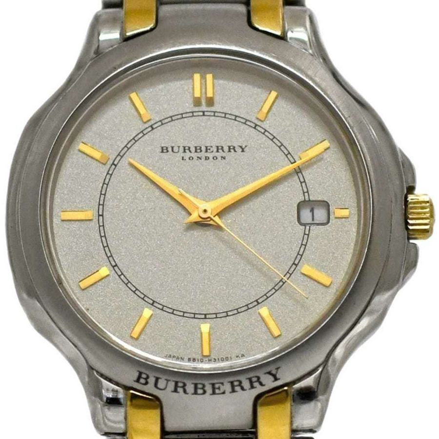 Burberry 男士 GN-4S 腕錶,香檳金、銀色、不鏽鋼石英機芯,電池供電,三針模擬顯示,f-24831,1N0***,二手-1