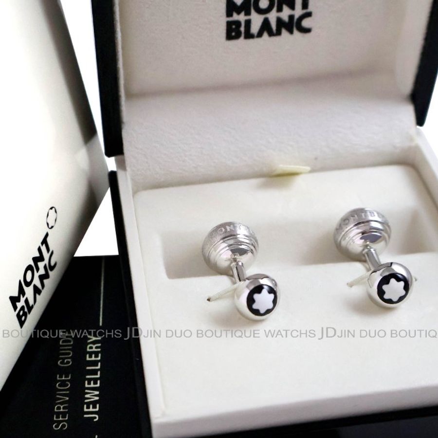 金鐸精品~2505 MONTBLANC 萬寶龍 35914三環系列925銀圓球形袖扣 全新品-3