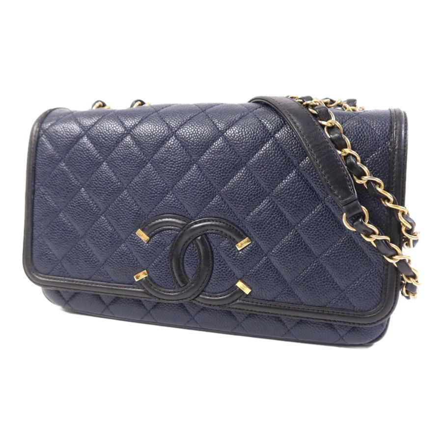 CHANEL 牛皮皮革Shoulder Bag金扣鏈帶肩背袋-2
