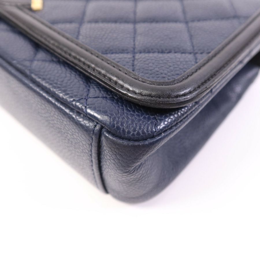 CHANEL 牛皮皮革Shoulder Bag金扣鏈帶肩背袋-9