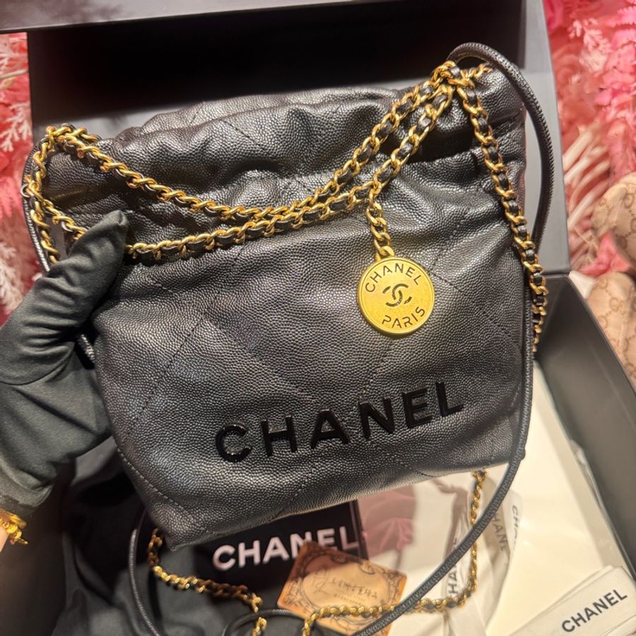 Chanel 22bag soblack斜背包/王吉娜古董精品-0